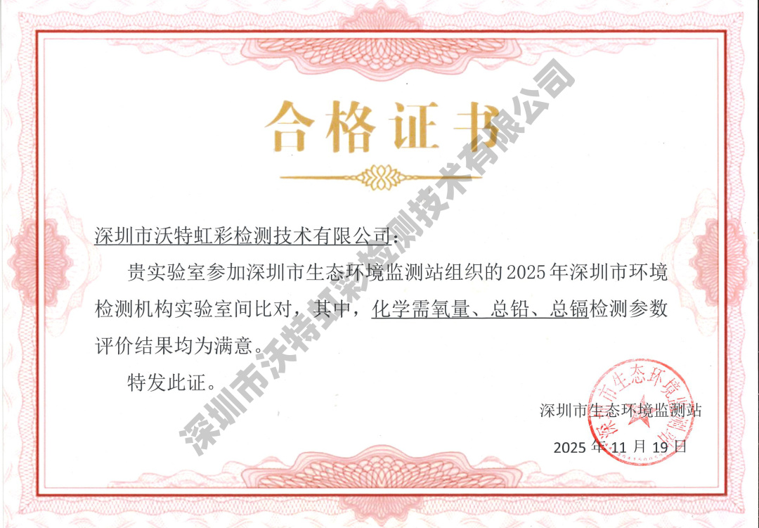 沃特虹彩检测在2025年深圳市环境检测机构实验室间比对活动中获满意结果！(图2)